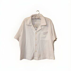 Fabletics Island Terry Boxy Button Up womens Large cropped summer beachy swim